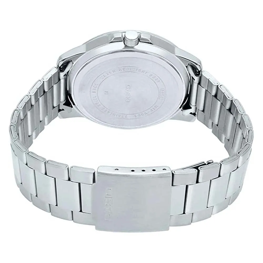 Casio Men's Black Dial Silver Stainless Steel Band Japanese Quartz Watch - MTP-VD01D-1BVUDF