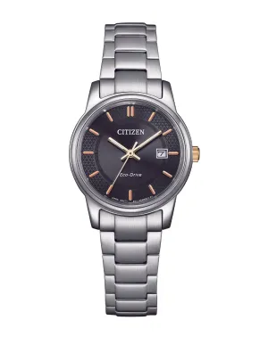 Citizen Eco-Drive Black Dial Stainless Steel Watch EW2317-76E