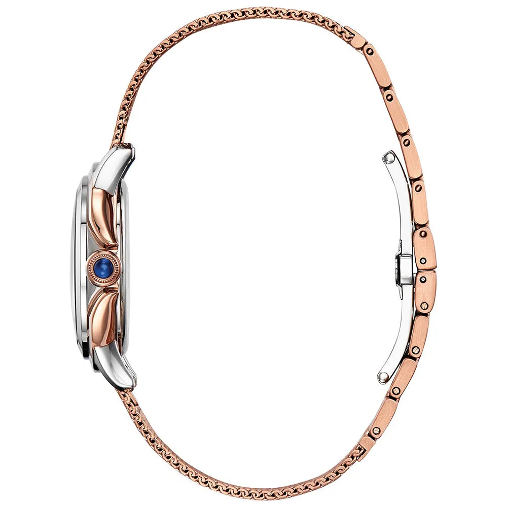 Citizen Womens Eco-Drive Mother-of-pearl Dial Analog Business Rose Gold Band Watch - EM0796-75D