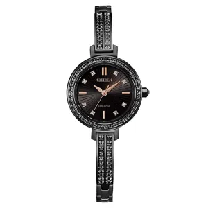 Citizen Womens Eco-drive Silhouette Crystal 25mm Black Band Watch - EM0865-58E