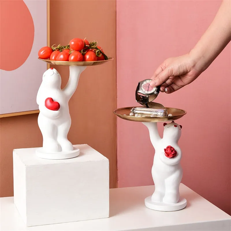 Creative Resin Polar Bear Floor Storage Desktop Ornament