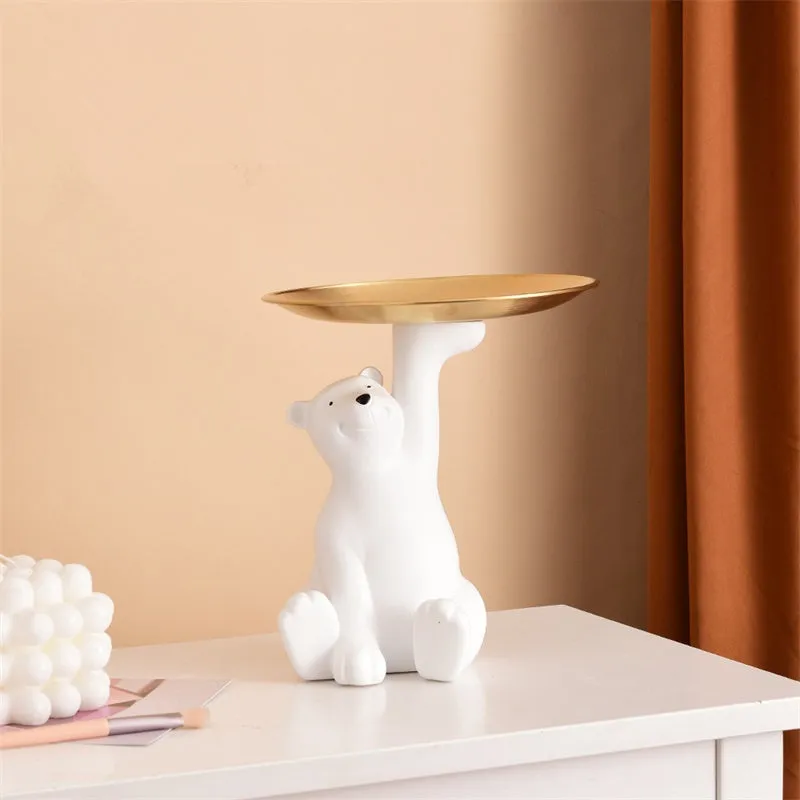 Creative Resin Polar Bear Floor Storage Desktop Ornament