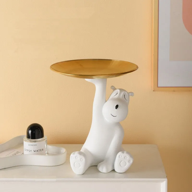 Creative Resin Polar Bear Floor Storage Desktop Ornament