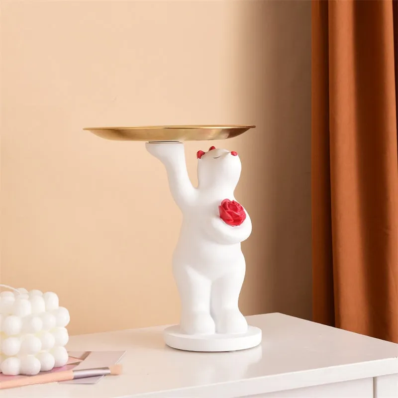 Creative Resin Polar Bear Floor Storage Desktop Ornament