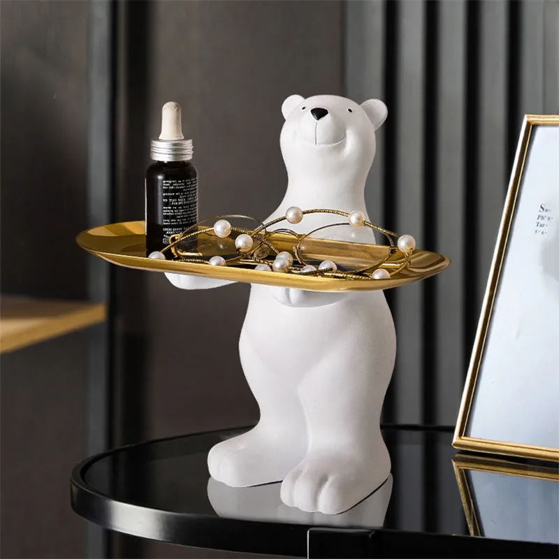 Creative Resin Polar Bear Floor Storage Desktop Ornament