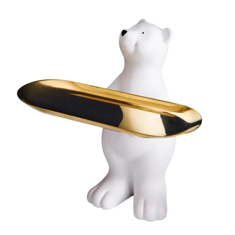 Creative Resin Polar Bear Floor Storage Desktop Ornament