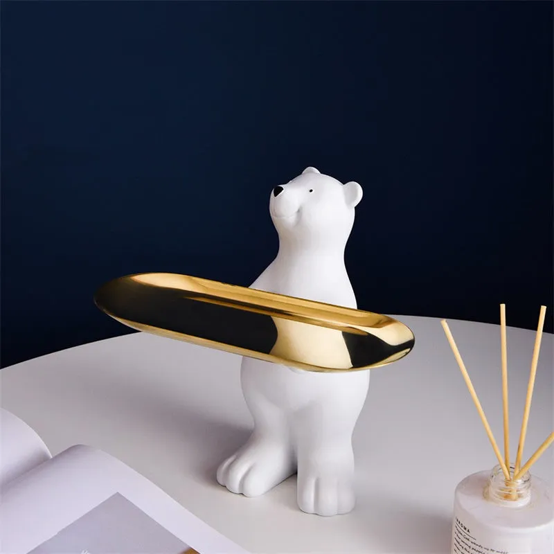 Creative Resin Polar Bear Floor Storage Desktop Ornament