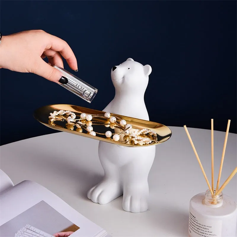 Creative Resin Polar Bear Floor Storage Desktop Ornament