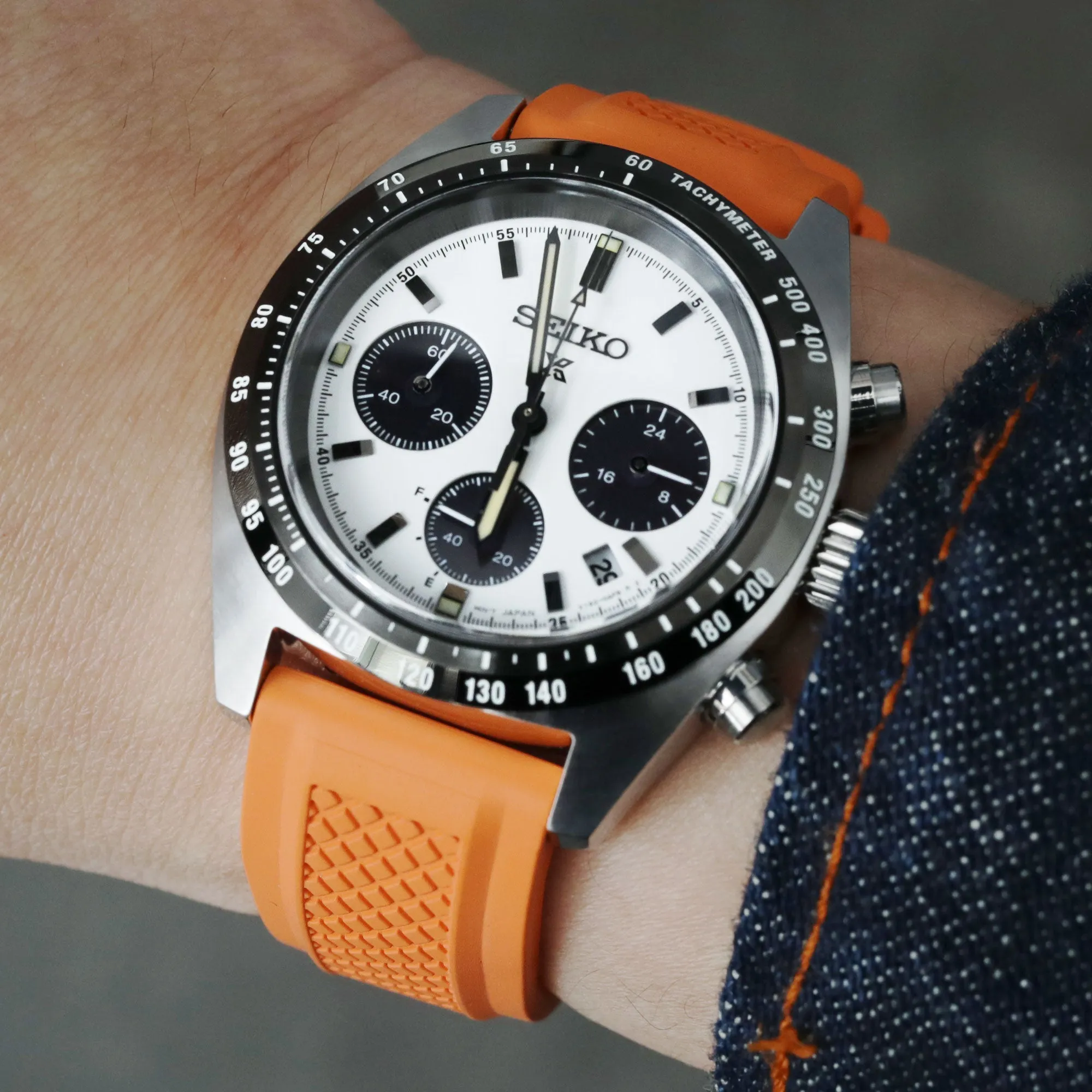 Crisscross Orange FKM Quick Release Rubber Strap, 20mm or 22mm