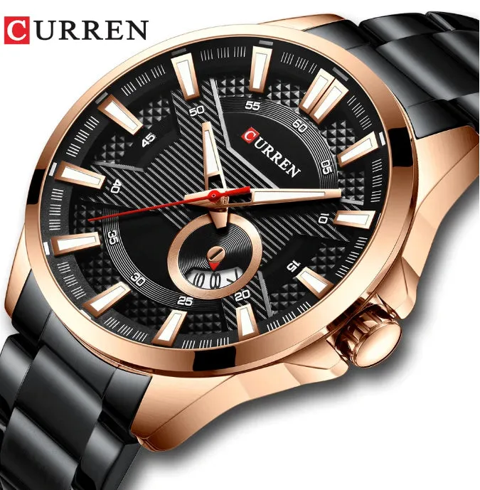 CURREN Original Brand Stainless Steel Band Wrist Watch For Men With Brand (Box & Bag)-8372