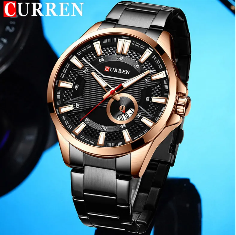 CURREN Original Brand Stainless Steel Band Wrist Watch For Men With Brand (Box & Bag)-8372
