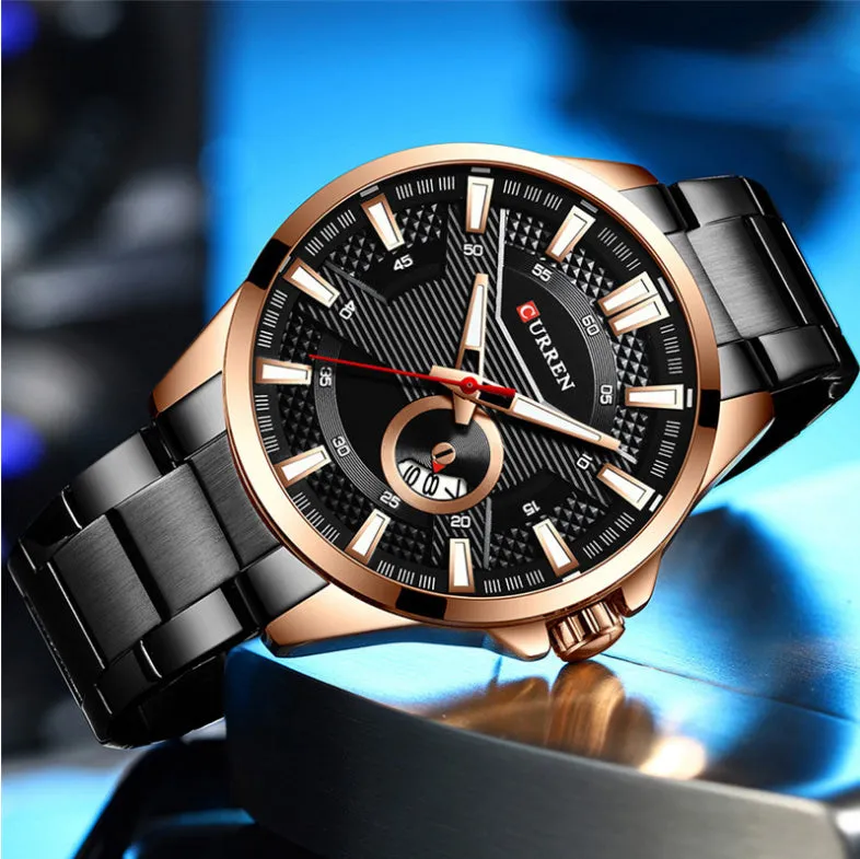 CURREN Original Brand Stainless Steel Band Wrist Watch For Men With Brand (Box & Bag)-8372