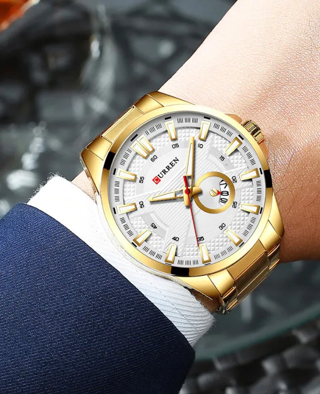 CURREN Original Brand Stainless Steel Band Wrist Watch For Men With Brand (Box & Bag)-8372