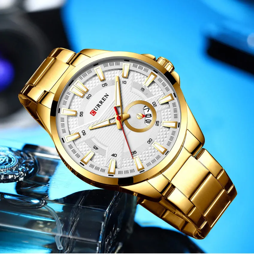 CURREN Original Brand Stainless Steel Band Wrist Watch For Men With Brand (Box & Bag)-8372