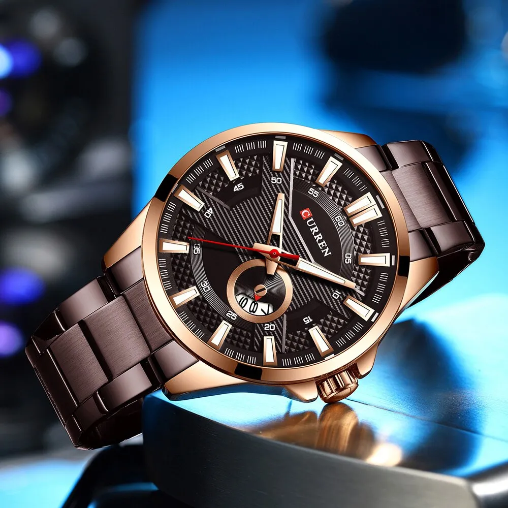 CURREN Original Brand Stainless Steel Band Wrist Watch For Men With Brand (Box & Bag)-8372