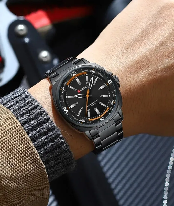 CURREN Original Brand Stainless Steel Band Wrist Watch For Men With Brand (Box & Bag)-8455