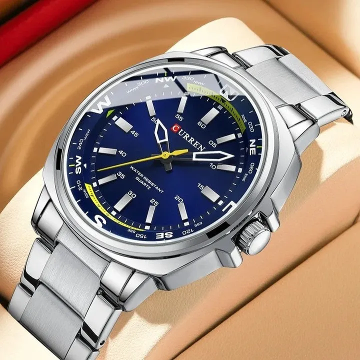 CURREN Original Brand Stainless Steel Band Wrist Watch For Men With Brand (Box & Bag)-8455