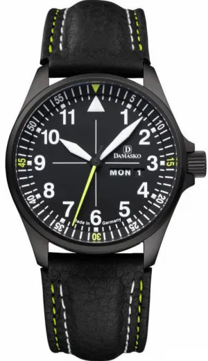 Damasko Watch DA 363 Black PVD Leather Pin