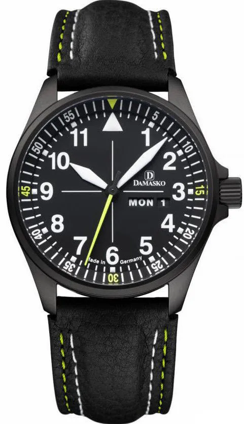 Damasko Watch DA 363 Black PVD Leather Pin