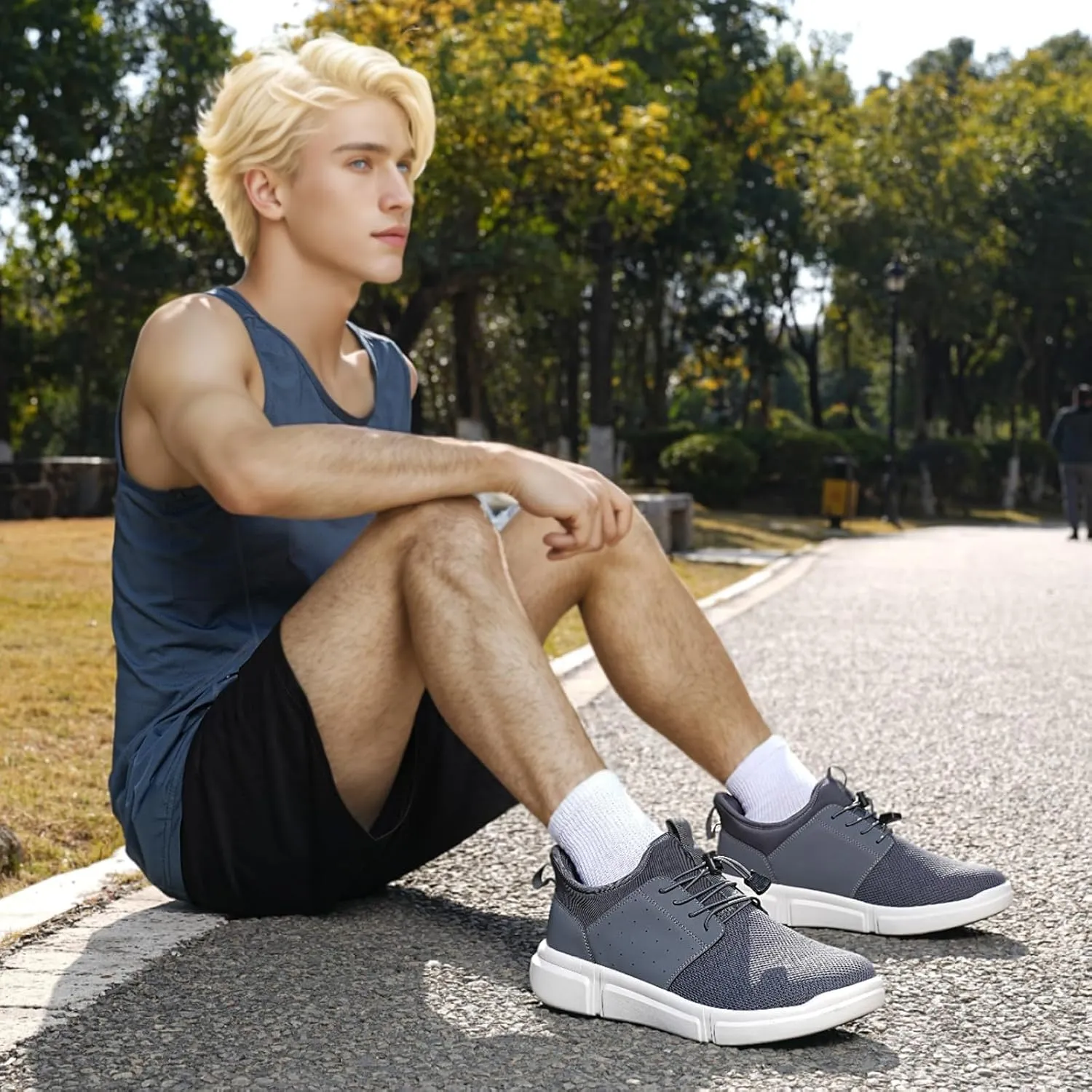 Diabetic Shoes for Men Wide Slip-on Shoes for Swollen Feet Walking Shoes for Elderly Foot Pain Relief Neuropathy