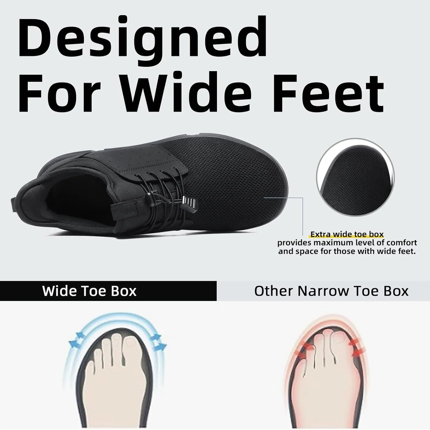 Diabetic Shoes for Men Wide Slip-on Shoes for Swollen Feet Walking Shoes for Elderly Foot Pain Relief Neuropathy