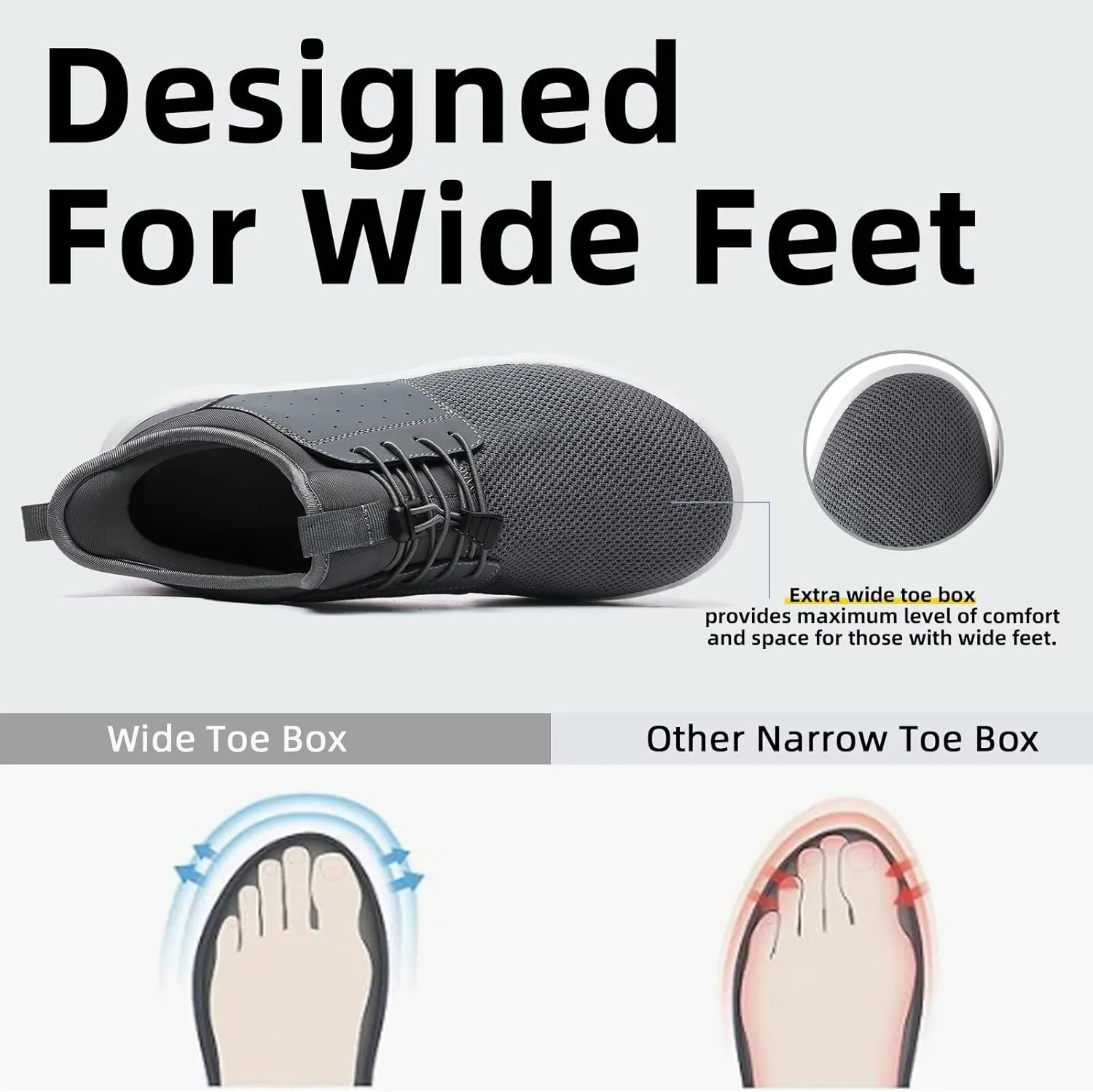 Diabetic Shoes for Men Wide Slip-on Shoes for Swollen Feet Walking Shoes for Elderly Foot Pain Relief Neuropathy