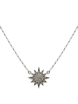 Diamond and white gold starburst necklace