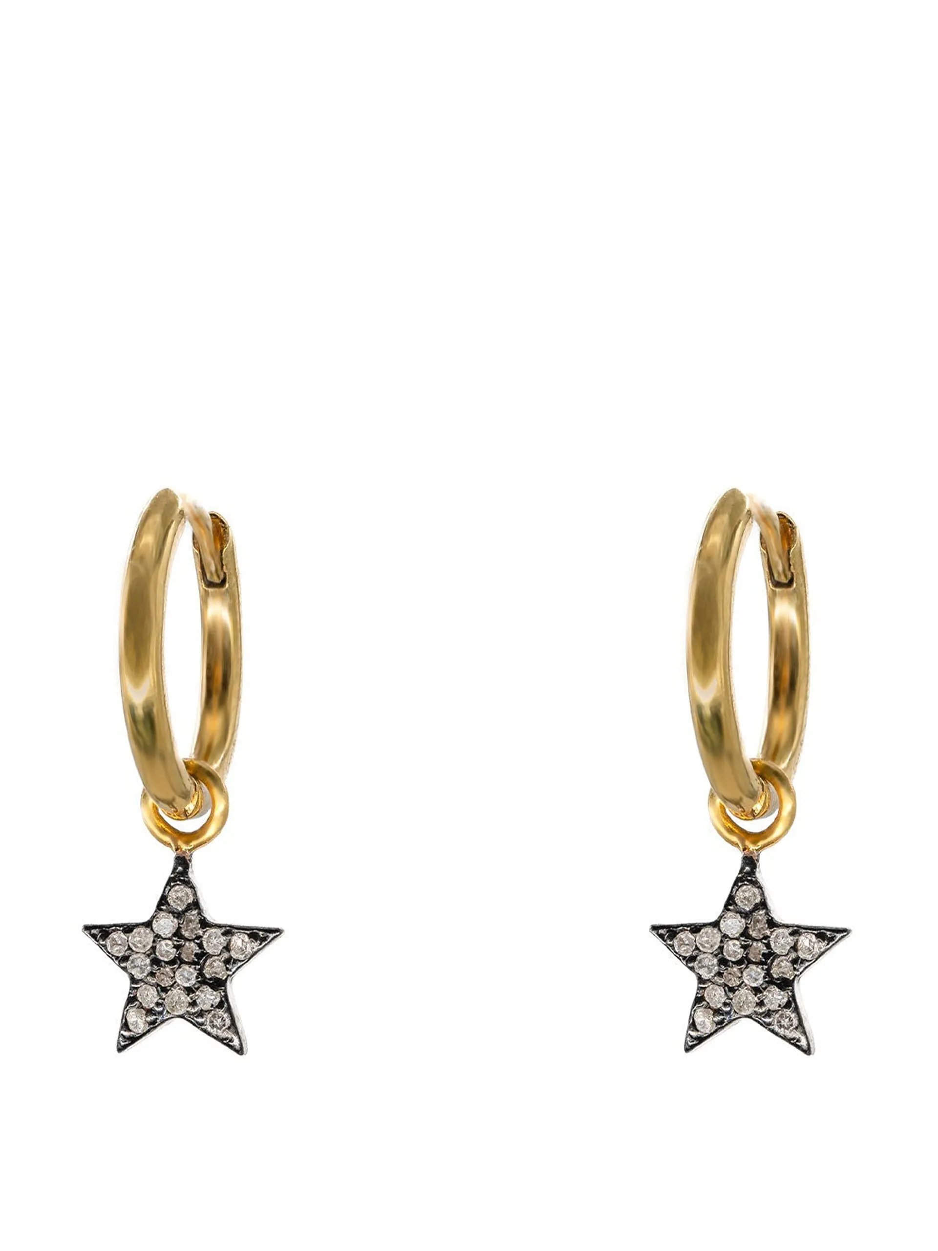 Diamond star hoop earrings