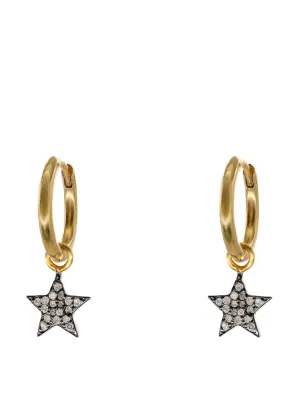 Diamond star hoop earrings