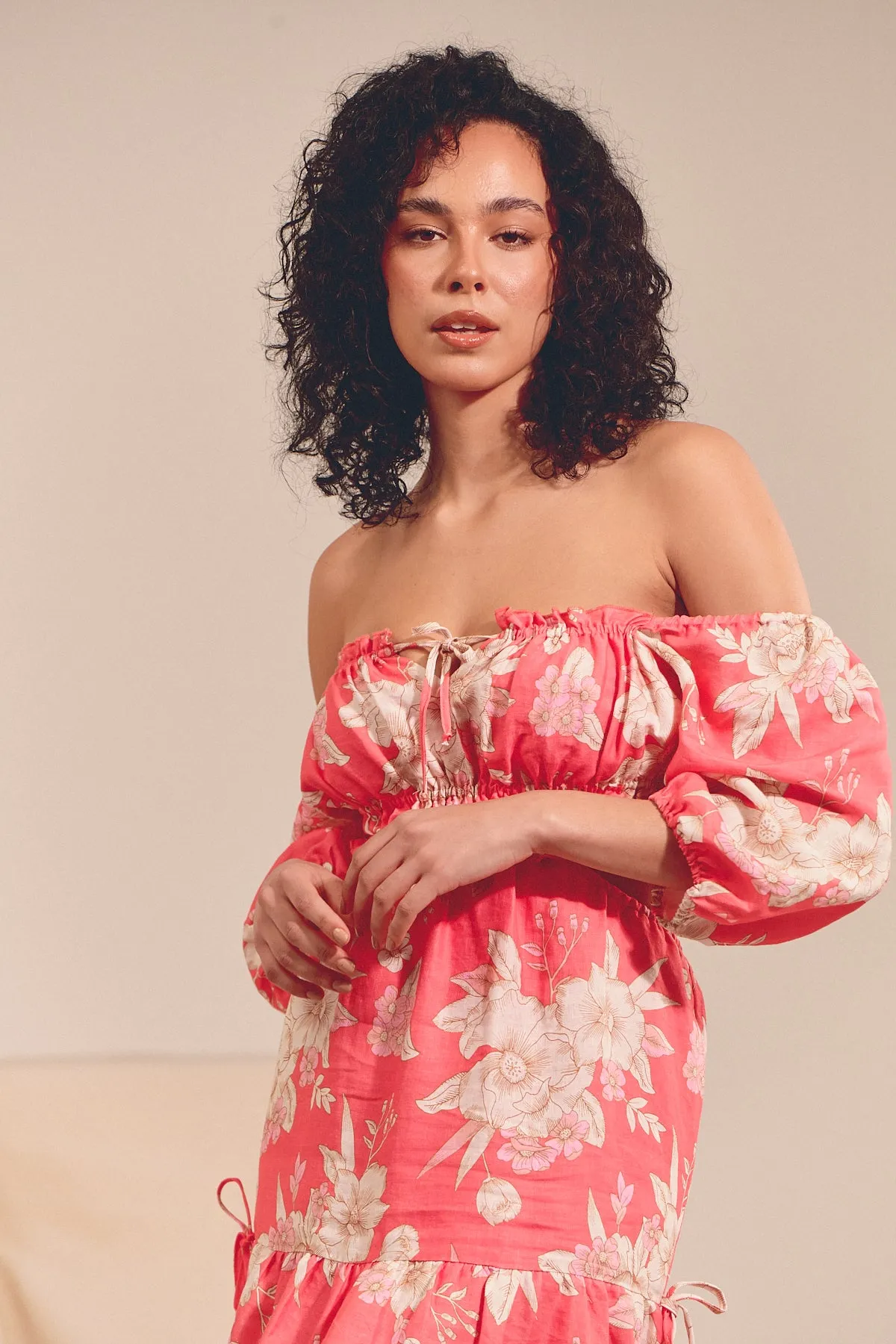 Eden Linen MAXI Dress - Hawaii Rose