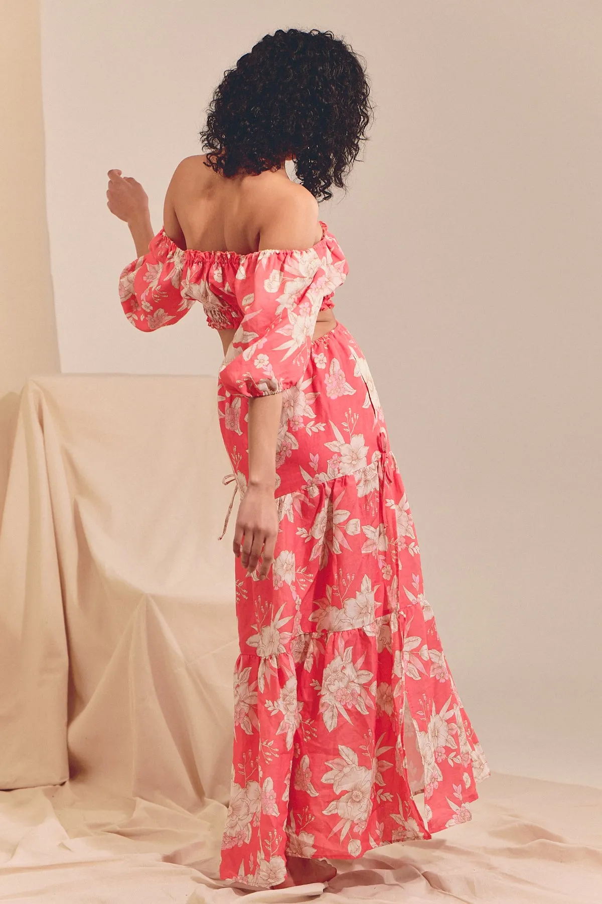 Eden Linen MAXI Dress - Hawaii Rose