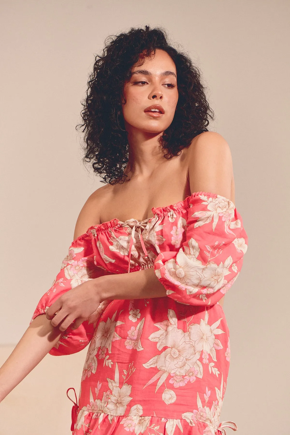 Eden Linen MAXI Dress - Hawaii Rose