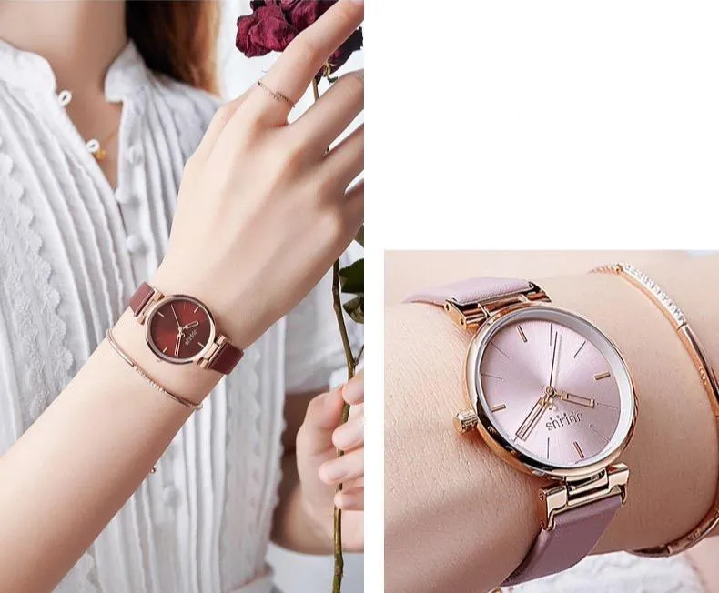 Elegant Beige and Pink Leather Women's Watch - Stylish Timepiece with Japanese Miyota Movement (Model JA-1271A)
