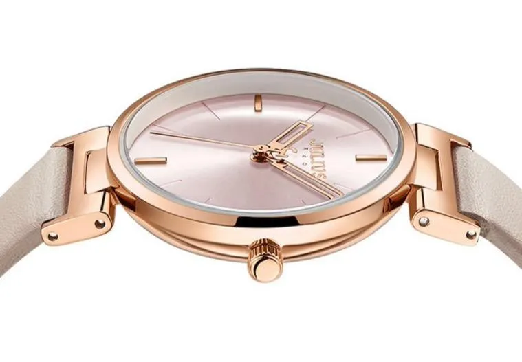 Elegant Beige and Pink Leather Women's Watch - Stylish Timepiece with Japanese Miyota Movement (Model JA-1271A)