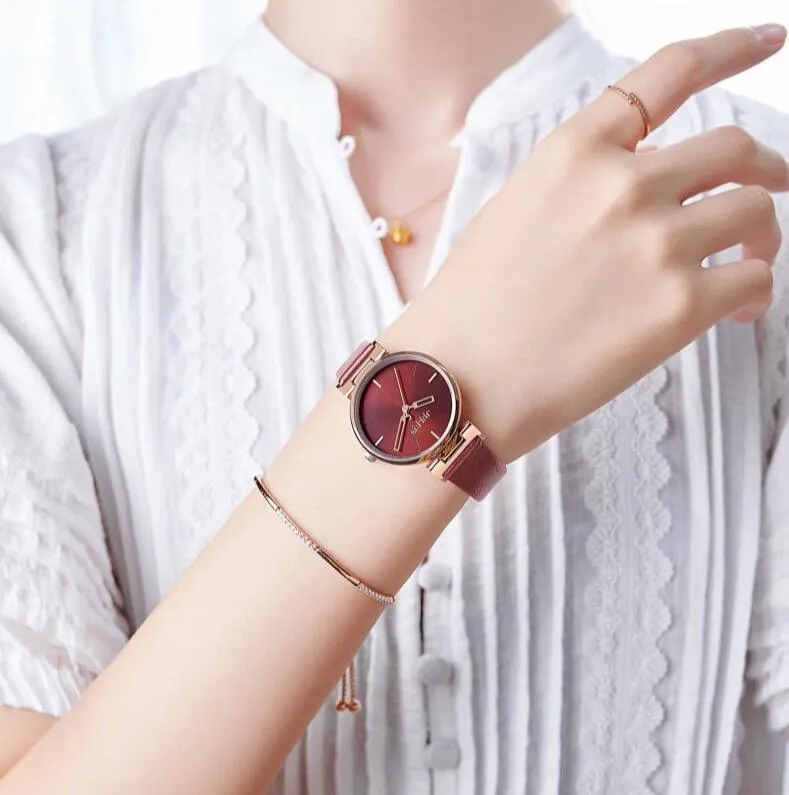 Elegant Beige and Pink Leather Women's Watch - Stylish Timepiece with Japanese Miyota Movement (Model JA-1271A)