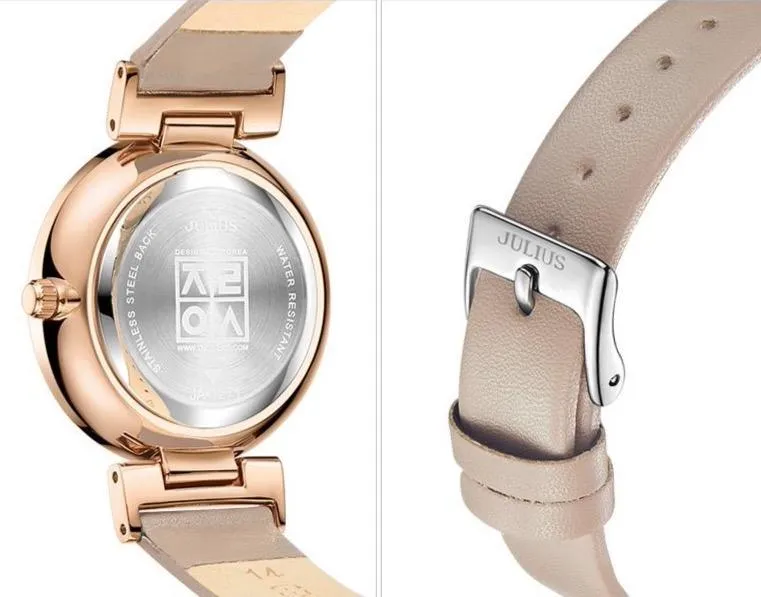 Elegant Beige and Pink Leather Women's Watch - Stylish Timepiece with Japanese Miyota Movement (Model JA-1271A)