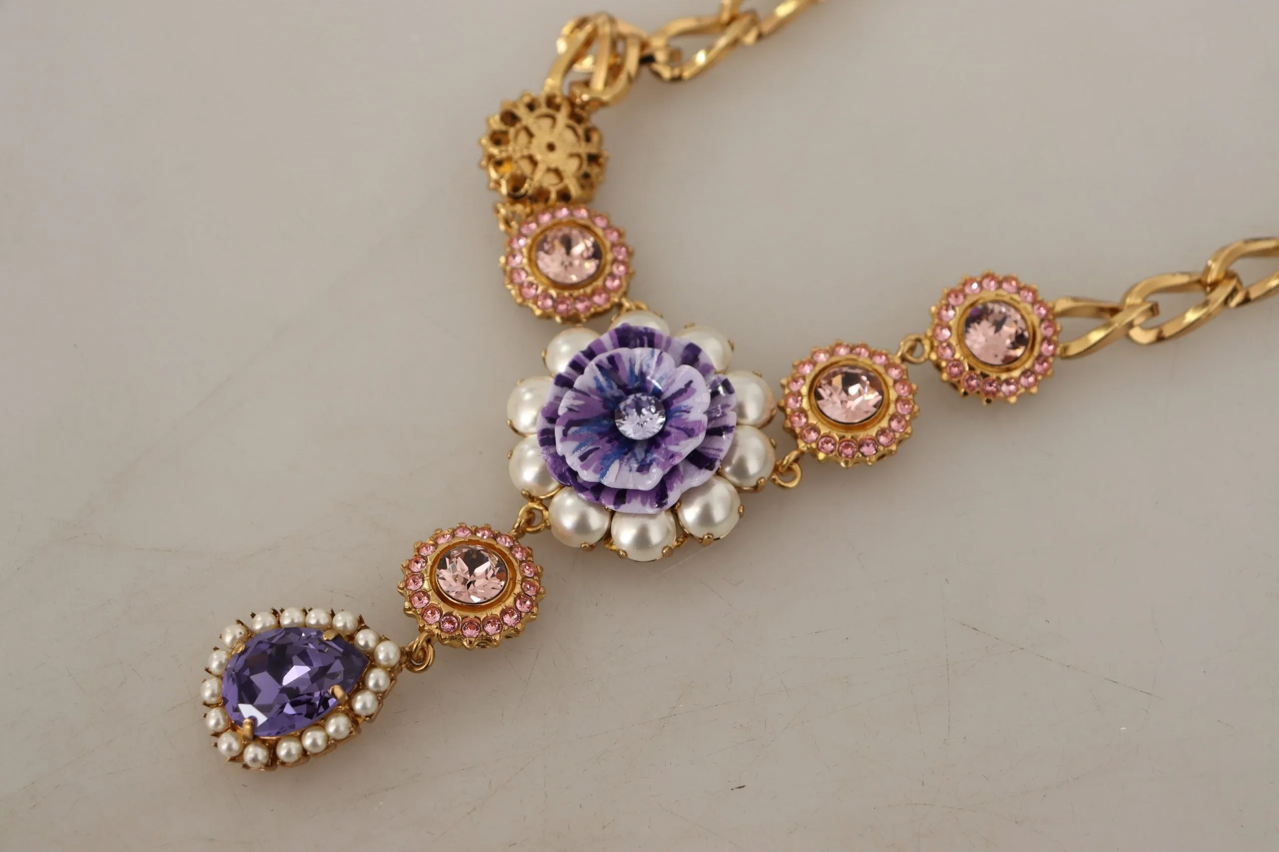 Elegant Floral Crystal Statement Necklace
