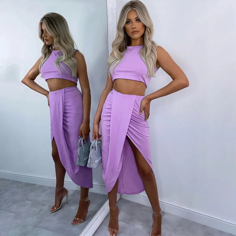 Emily's Chic White Pleated Two Piece Set