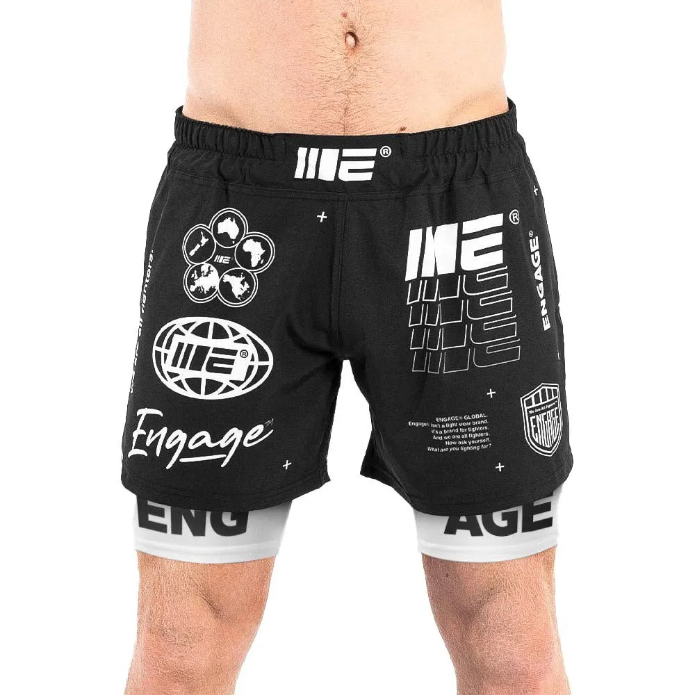 Engage Billboard 2-in-1 Fight Shorts - Black