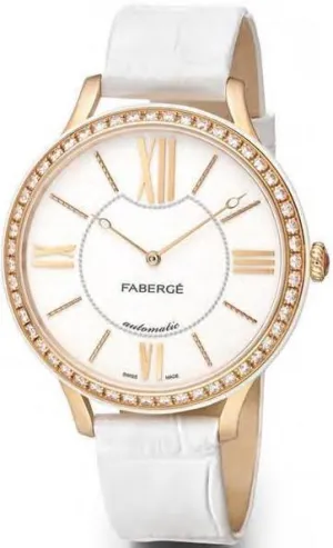 Faberge Watch Lady 18ct Rose Gold White Dial