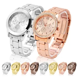 Fashion Ladies Women Crystal Diamond Dial Stainless Steel Quartz Wrist Watch
