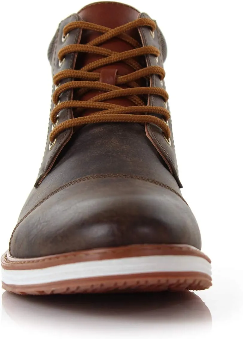 Ferro Aldo Birt MFA506027 Mens Memory Foam Casual Mid-Top Sneaker Desert Vegan Leather Chukka Boots