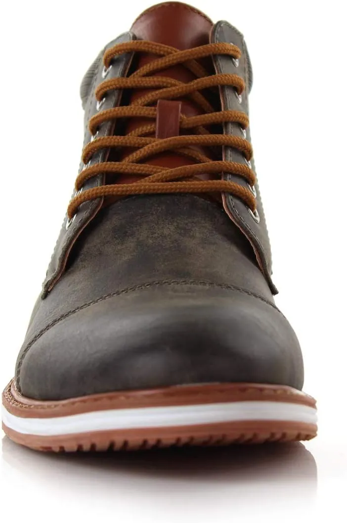 Ferro Aldo Birt MFA506027 Mens Memory Foam Casual Mid-Top Sneaker Desert Vegan Leather Chukka Boots