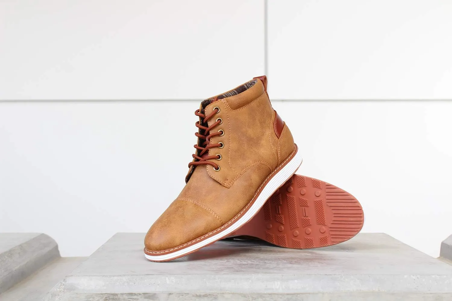 Ferro Aldo Birt MFA506027 Mens Memory Foam Casual Mid-Top Sneaker Desert Vegan Leather Chukka Boots