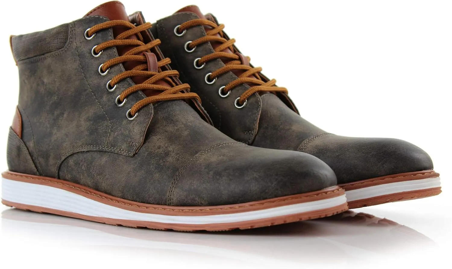 Ferro Aldo Birt MFA506027 Mens Memory Foam Casual Mid-Top Sneaker Desert Vegan Leather Chukka Boots