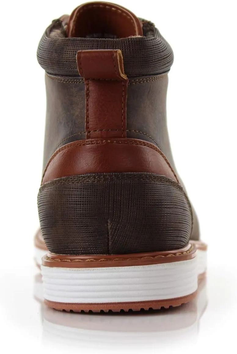 Ferro Aldo Birt MFA506027 Mens Memory Foam Casual Mid-Top Sneaker Desert Vegan Leather Chukka Boots