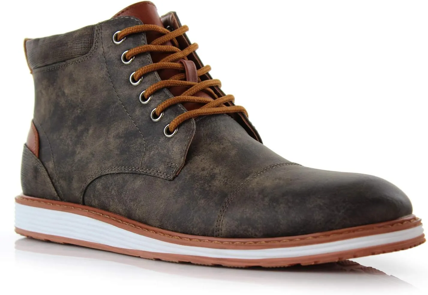 Ferro Aldo Birt MFA506027 Mens Memory Foam Casual Mid-Top Sneaker Desert Vegan Leather Chukka Boots