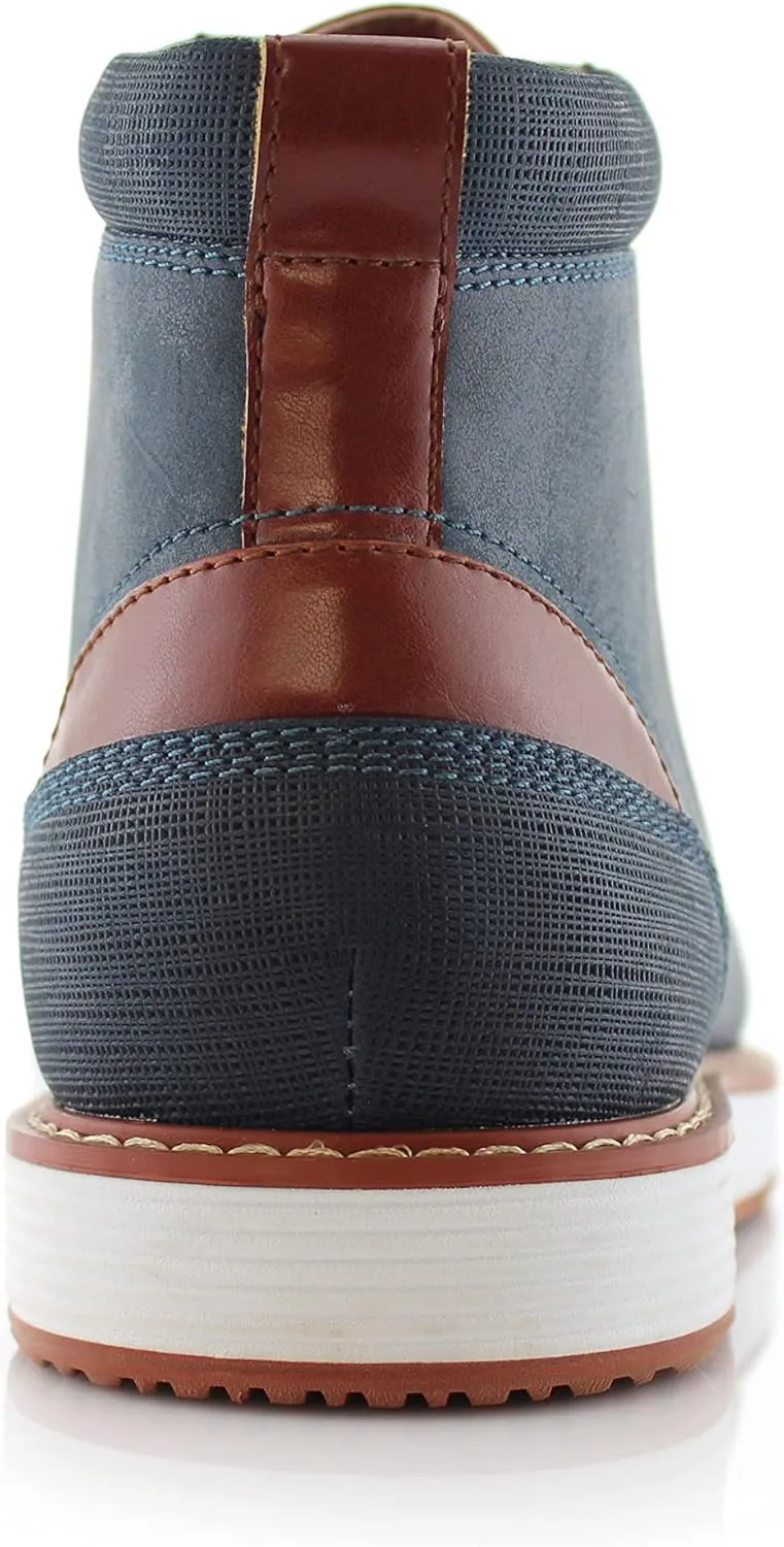 Ferro Aldo Birt MFA506027 Mens Memory Foam Casual Mid-Top Sneaker Desert Vegan Leather Chukka Boots