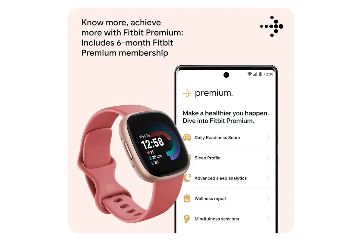 Fitbit Versa 4 Smartwatch | Pink Sand & Copper Rose