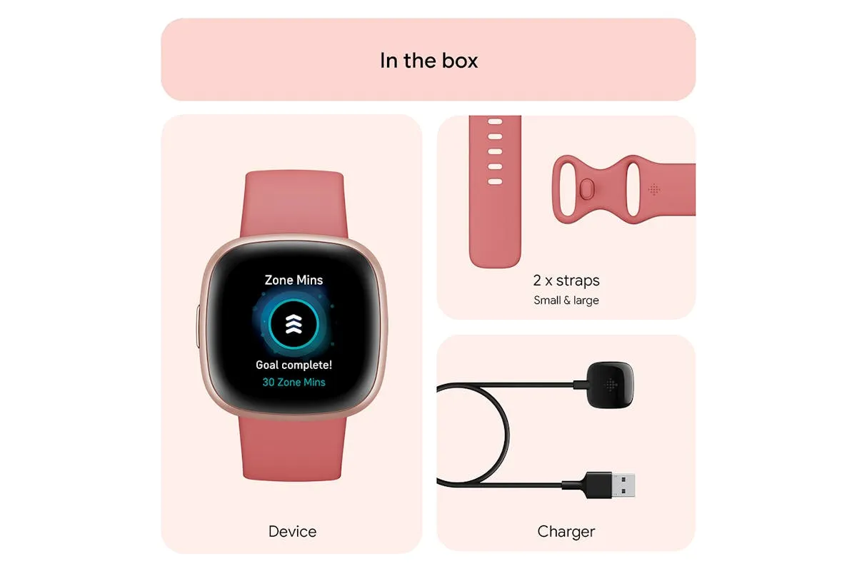 Fitbit Versa 4 Smartwatch | Pink Sand & Copper Rose